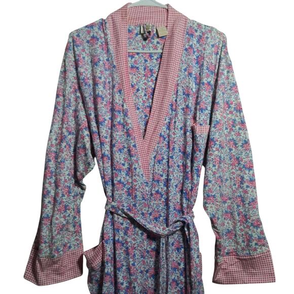 Vintage Victoria's Secret 90s Gold Label Floral Rose Belted Robe Cotton Size M/L - Picture 2 of 9